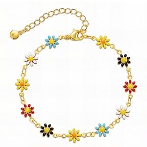 FLOWERS BRACELET, 18K GOLD PLATED STEEL